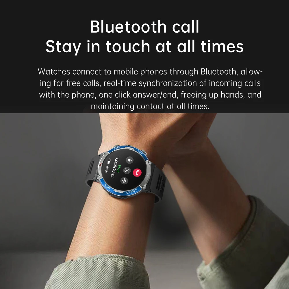 GFORDT NEW Watch With Compass Smart Watch Bluetooth Call Outdoor Sports Bracelet Health Monitor Waterproof Smartwatch Men women