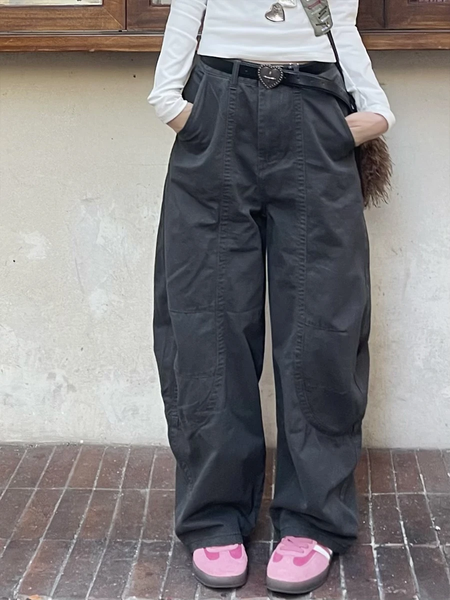 

High Waist Vintage Waed Loose Men Women Jeans Autumn Versatile Knife Long Trousers Cotton Linen Fabric Casual Pants