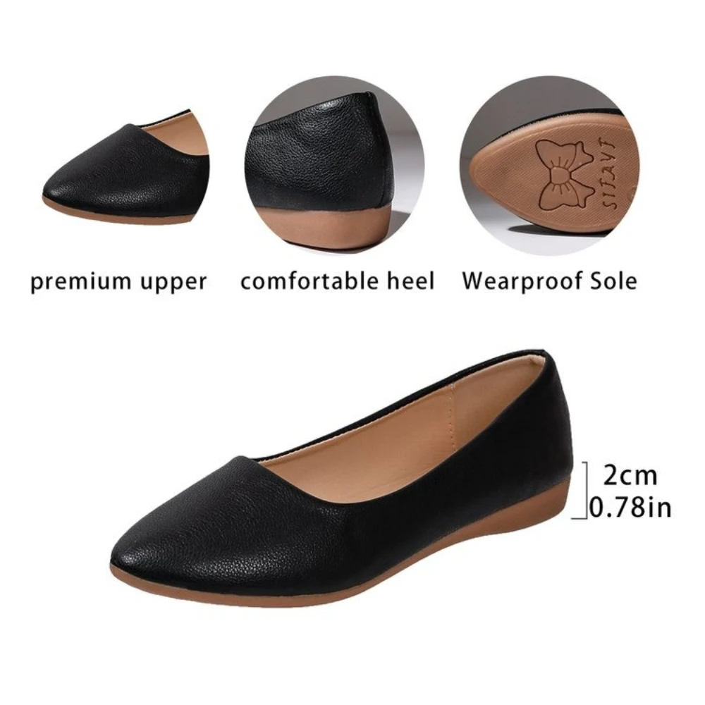 New Spring Autumn Women Pointed Toe Shallow Mouth Low Wedge Slip-On Soft Comfortable Pumps for Office Travel Zapatos De Mujer