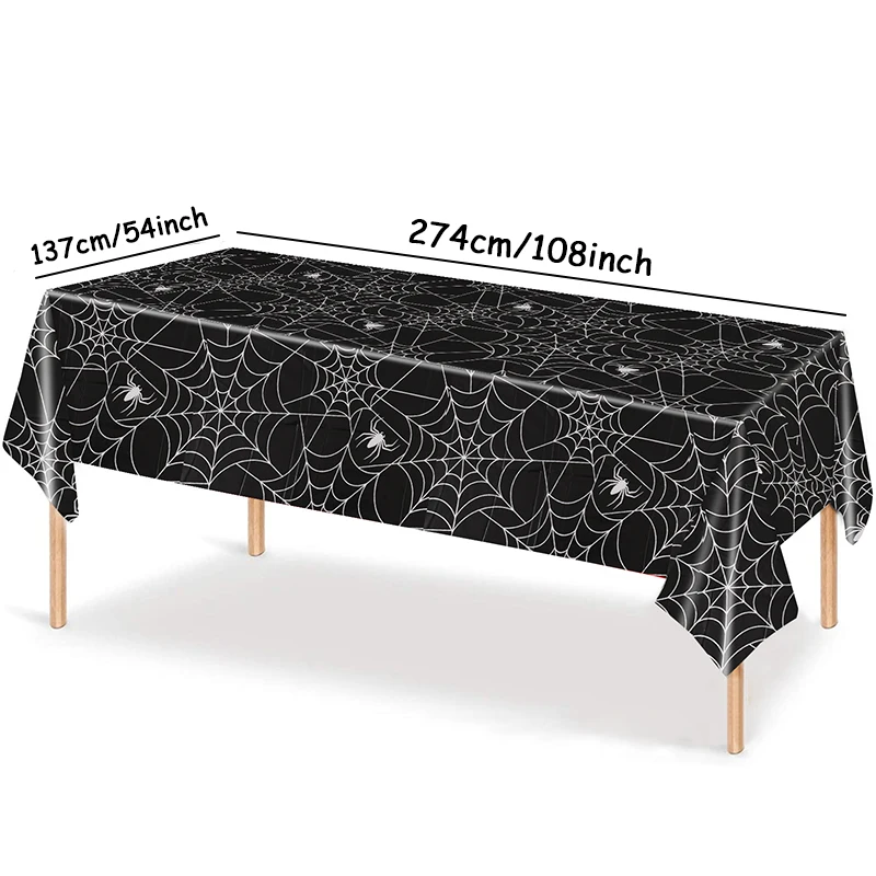 1Pcs of Halloween Spider Web Tablecloth 54 * 108 Inches Suitable For Bar Haunted House Home Desktop Halloween Holiday Decoration