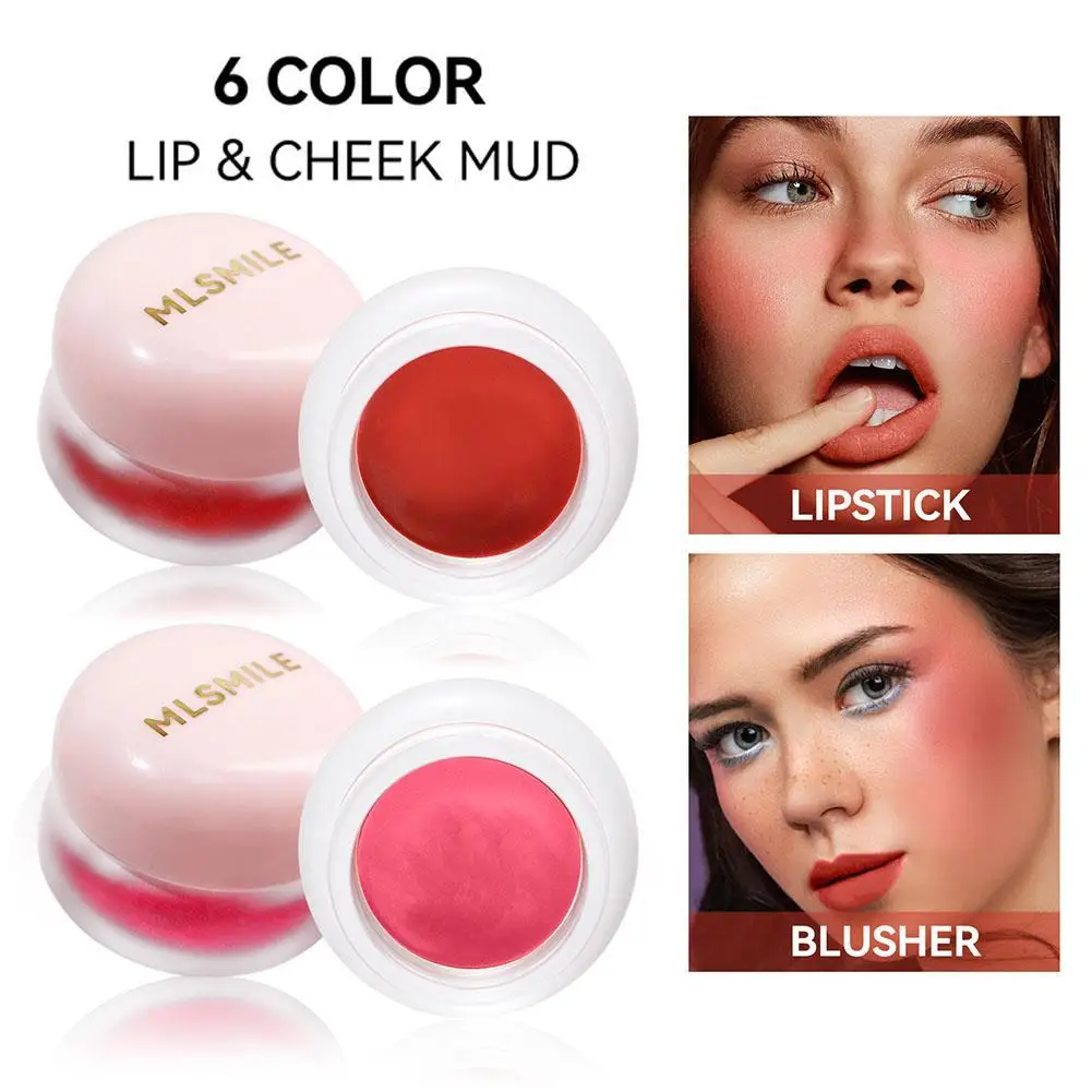 Dosen 6-farbige Lippen schlamm Lippen und Wangen mit samt matten Lippen glasur nicht verblassen der Nebel Lippenstift Silikon Lippen pinsel