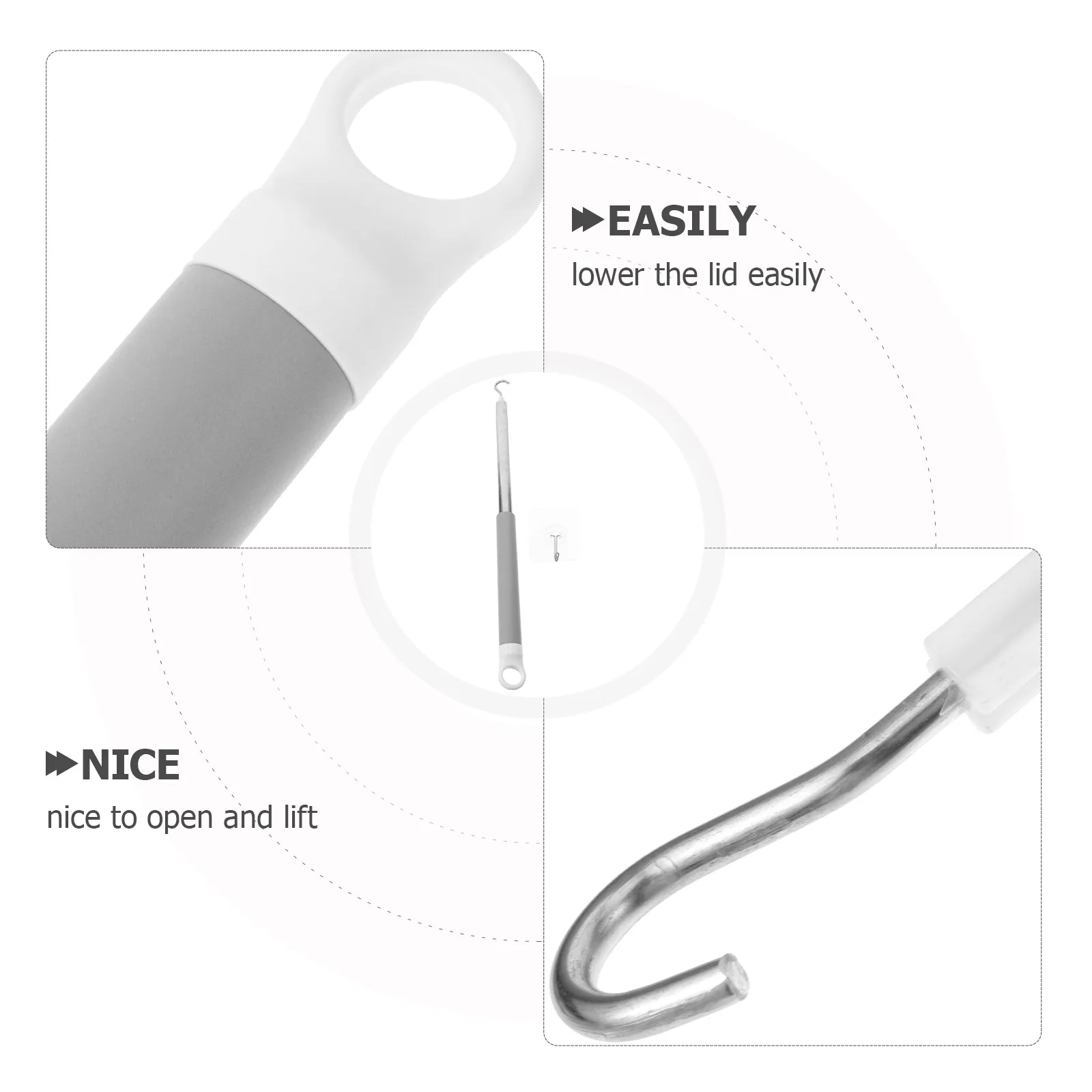 

1pcs Toilet Squatting Pit Cover Lifter Abs Stainless Steel Ergonomic Handle Bathroom Squat Toilet Lid Lifter Rod Accessory