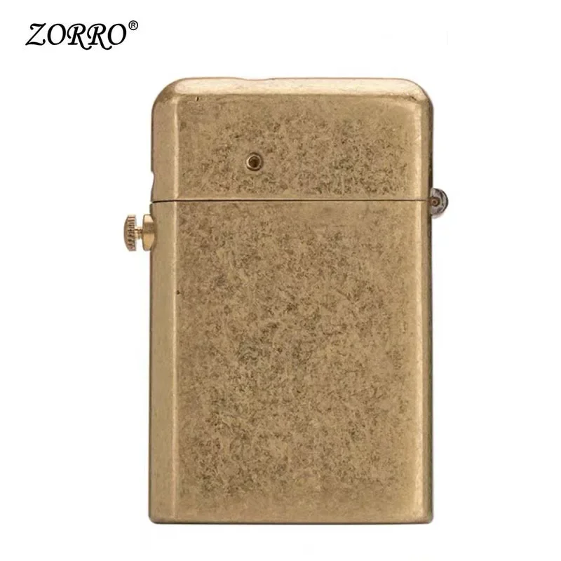 New ZORRO Creative Brass Kerosene Windproof Lighter Mechanical Automatic Jet Gasoline Cigarette Lighter Classic Retro Men\'s Gift