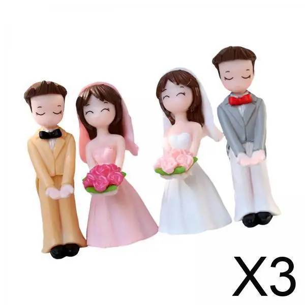 

3x топперы для свадебного торта, миниатюрные фигурки людей с песочным столом для невесты и жениха