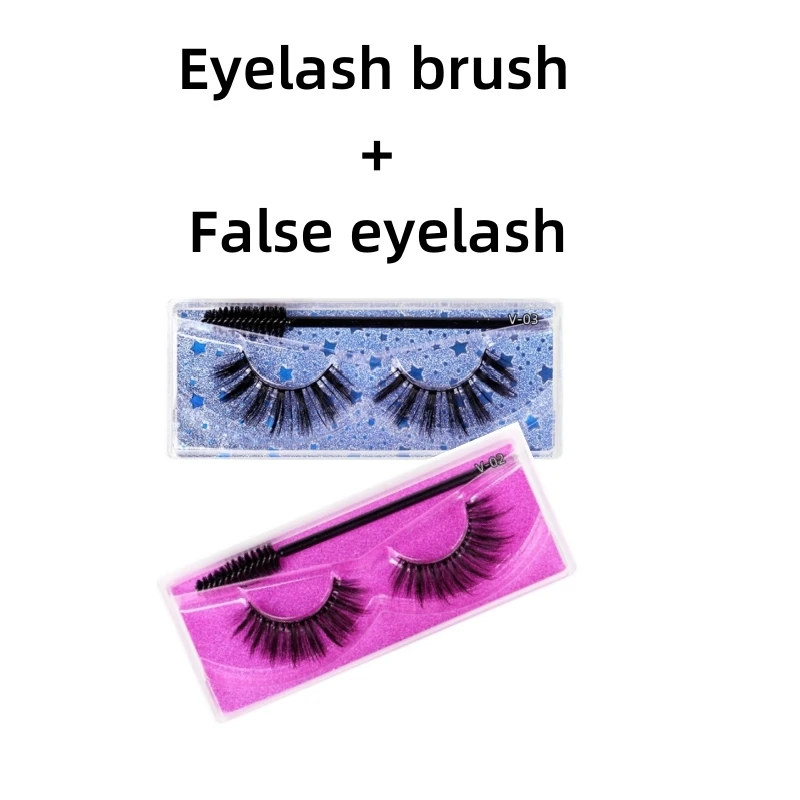 10 Pairs/Bags V Serise magnification Durable curling natural fluffy Faux Mink eyelash with eyelash brush