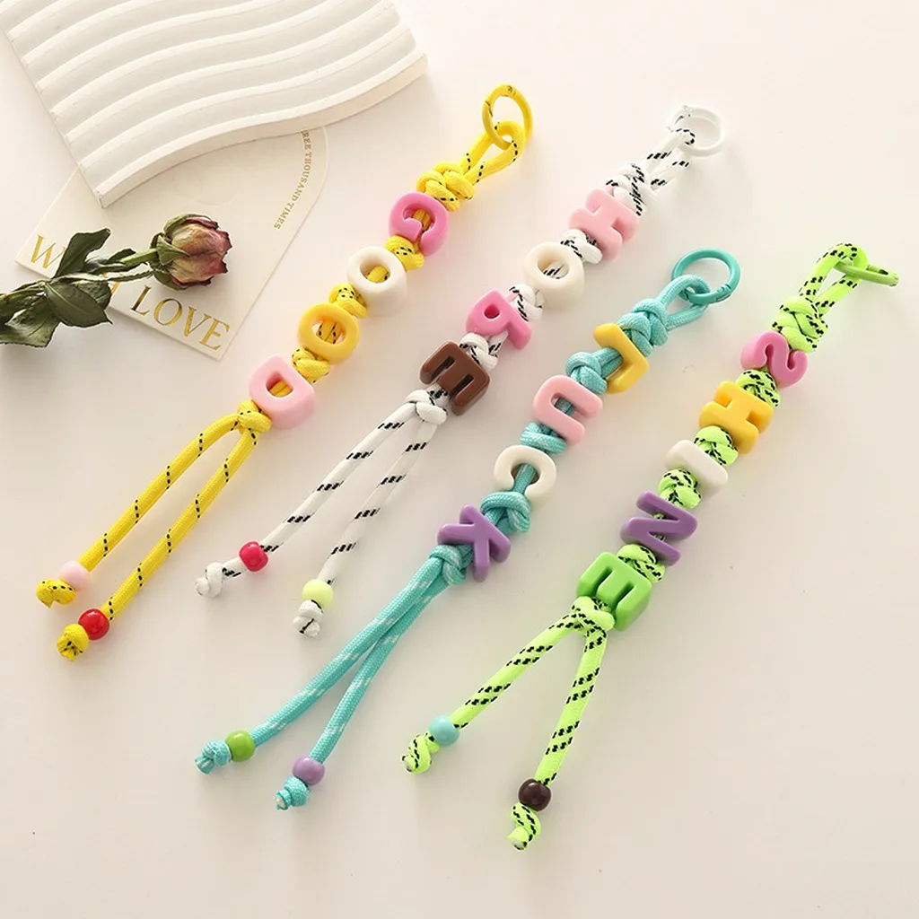 Handwoven Keychain Adjustable Split Ring Keychain Phone Lanyard Colorful Polyester Rope Keychain For Casual Outings Daily Keys