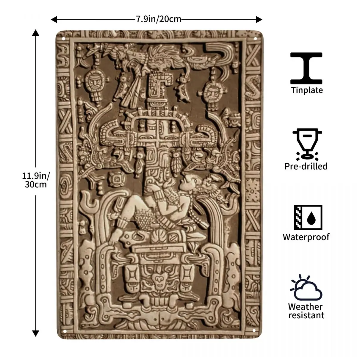 Ancient Astronaut Sarcophagus Lid Pakal Maya Metal Tin Signs Custom Vintage Plaques for Pub Cafe Yard Man Cave Bar Home Decor