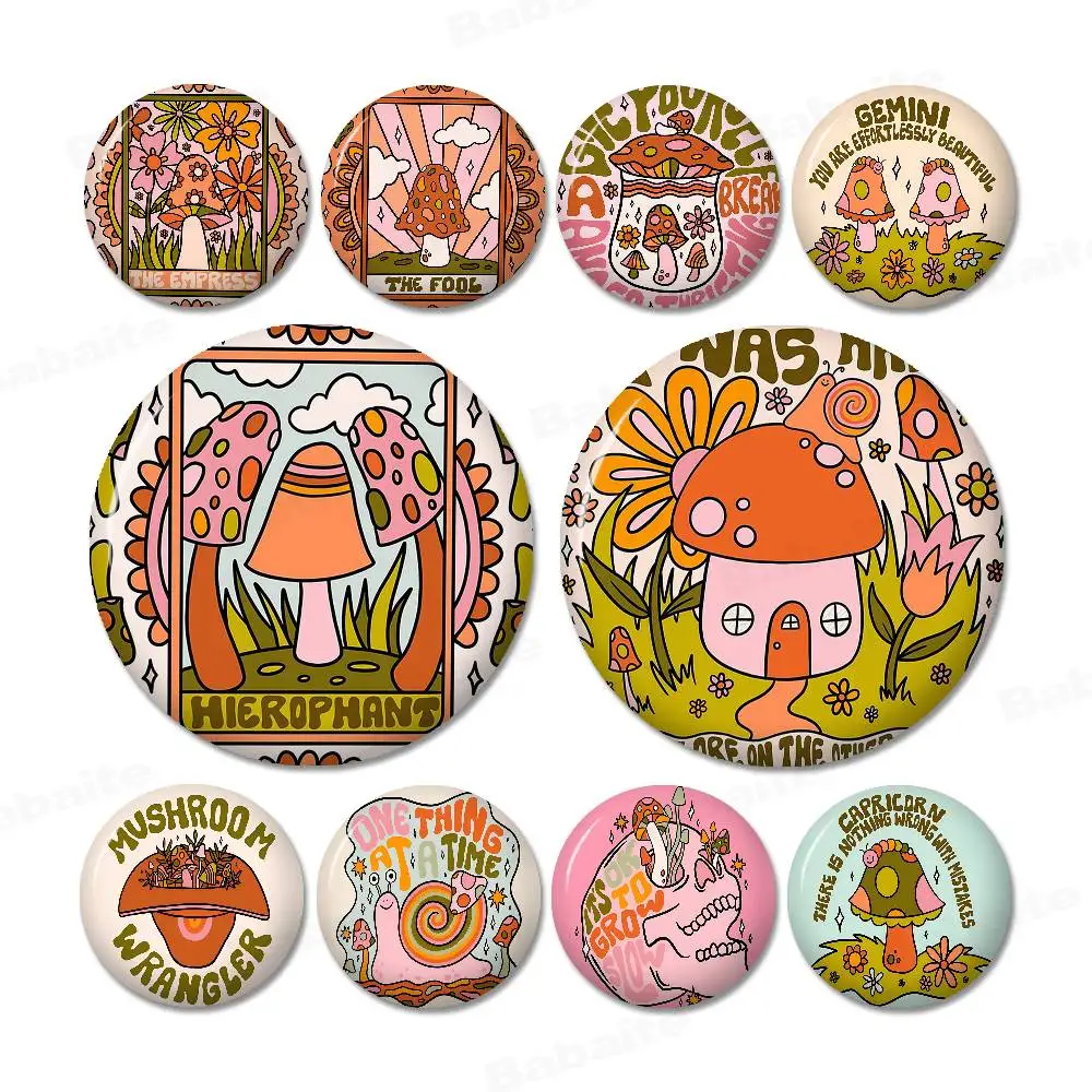 Cartoon Mushroom 32/44/58MM Customizable Button Pins Cute Funny Creative Badge Jewelry Decor Gifts for Friends
