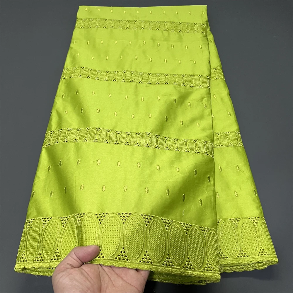 

African Nigerian Tulle Lace Fabric for Dress Sewing High Quality Damask Cotton Pure Embroidery Wedding Party 5Yard 2025 hz1398