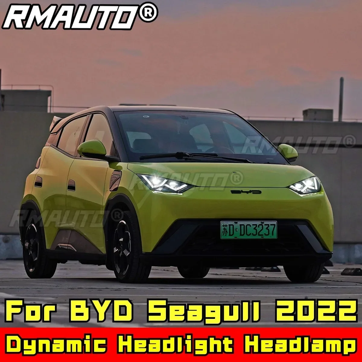 Seagull Body Kit Low High Beam Glossy Black Lambo Style Daytime Running Light For BYD Seagull 2022 Car Accessories