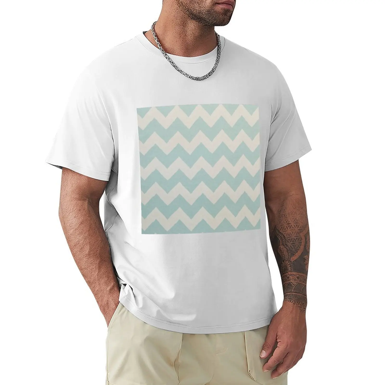 Blue and White Chevron Pattern T-Shirt vintage clothes shirts graphic tees mens graphic t-shirts funny