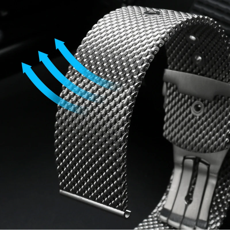 20mm 22mm solid Stainless Steel Mesh Milanese Watch strap for Omega Seamaster 007 Watchband Quality Metal steel Folding buckle