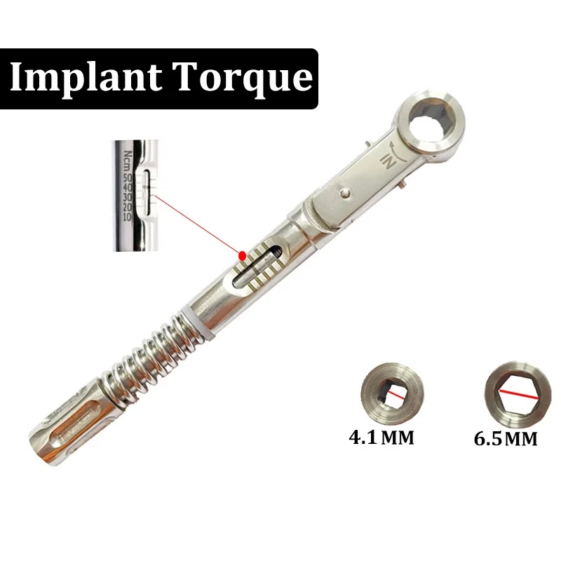 Torque Turnover Wrench For Implants 10.5 MM , 10-50 NCM Stainless Steel With Driver Implant Instruments