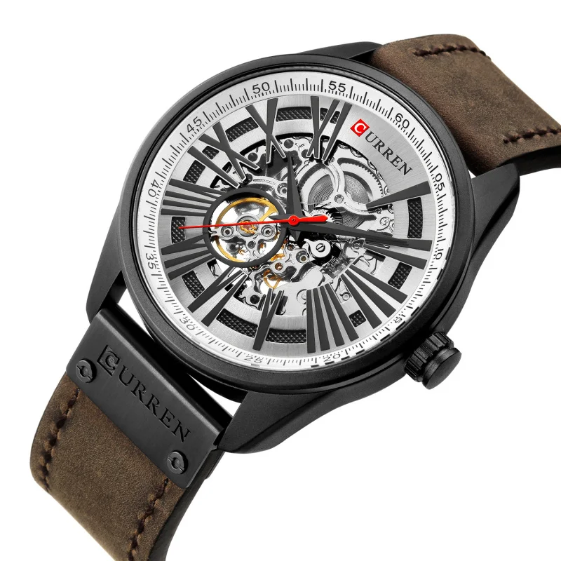 ساعة كورين 8299 ميكانيكية أوتوماتيكية للرجال مقاومة للماء مجوفة ميكانيكية للرجال