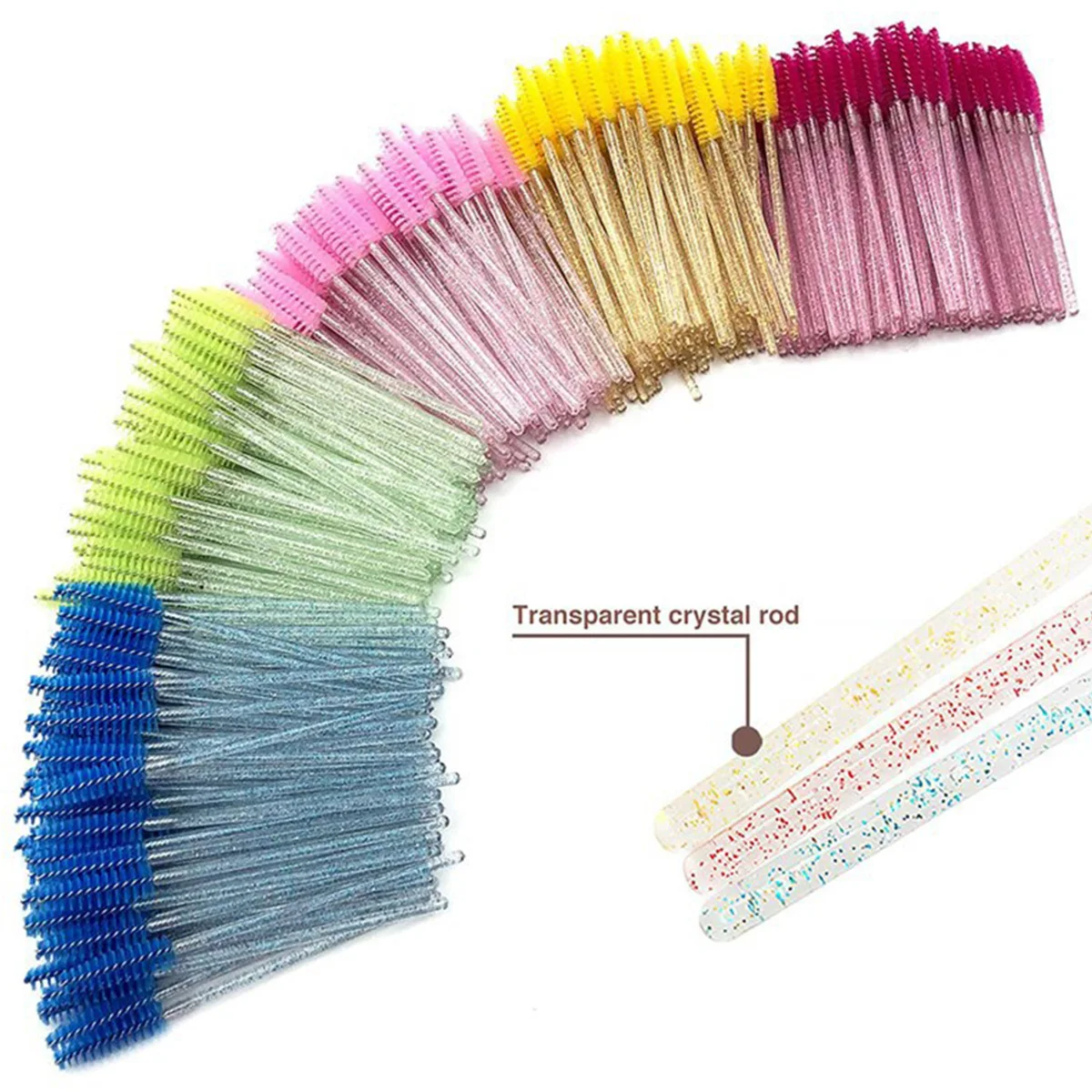 100 Stuks Kristal Wegwerp Wimper Borstels Spoolies Micro Lash Mascara Wands Kammen Groothandel Voor Wimpers Extension Make-Up Tool