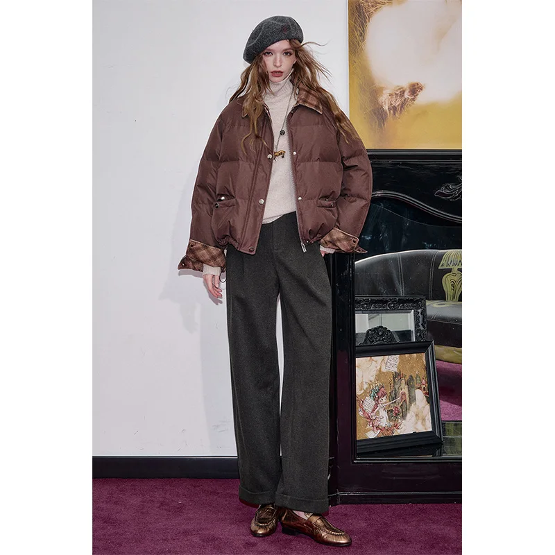 ELFSACK 2025 Winter New Arrivals Casual Straight Leg Solid Color Versatile Dress Pants For Woman
