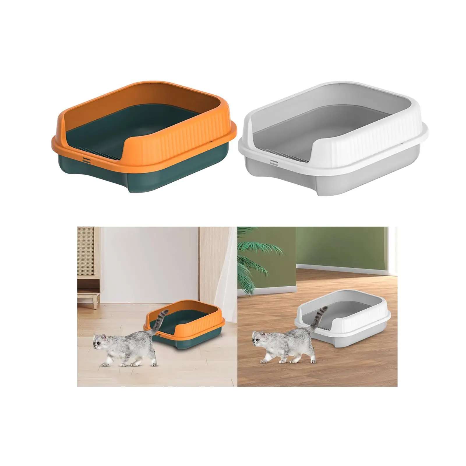 Cat Litter Box for Indoor Cats Cat Litter Toilet Semi Enclosed Nonstick Durable Kitten Potty Pan for Bunny Small Animals Kitten
