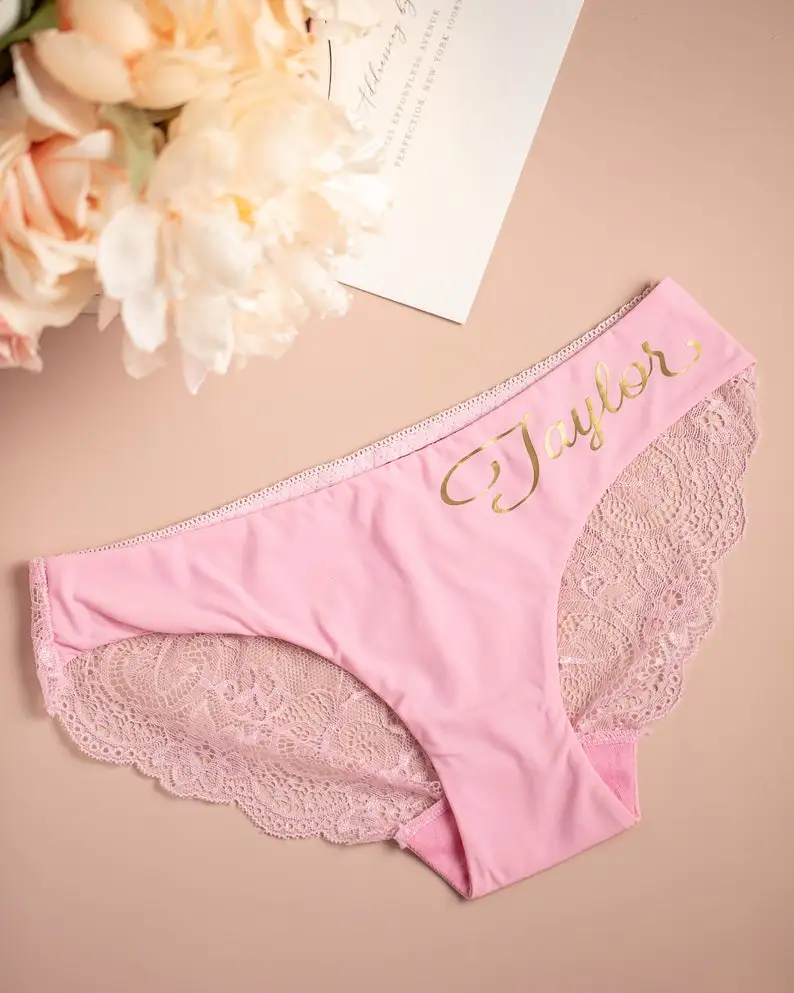 Custom Bride Panties Personalise Lace Wedding Underwear Bridal Shower for her Bachelorette Party Gifts With Name Honeymoon Gift