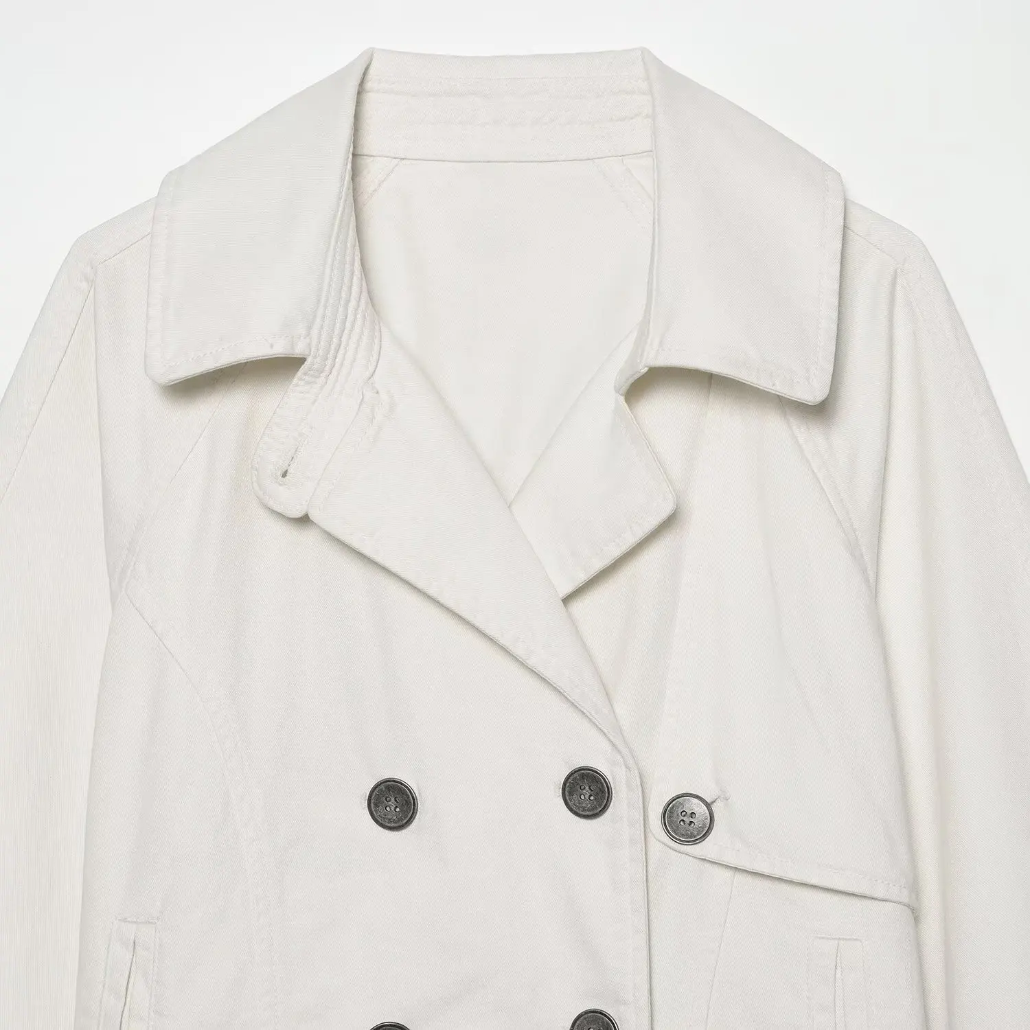 KASLEAD New Women's Fashion Short Coat Button Design Windproof Standard Fit Polyester Fiber Autumn Season Double Collar Coat