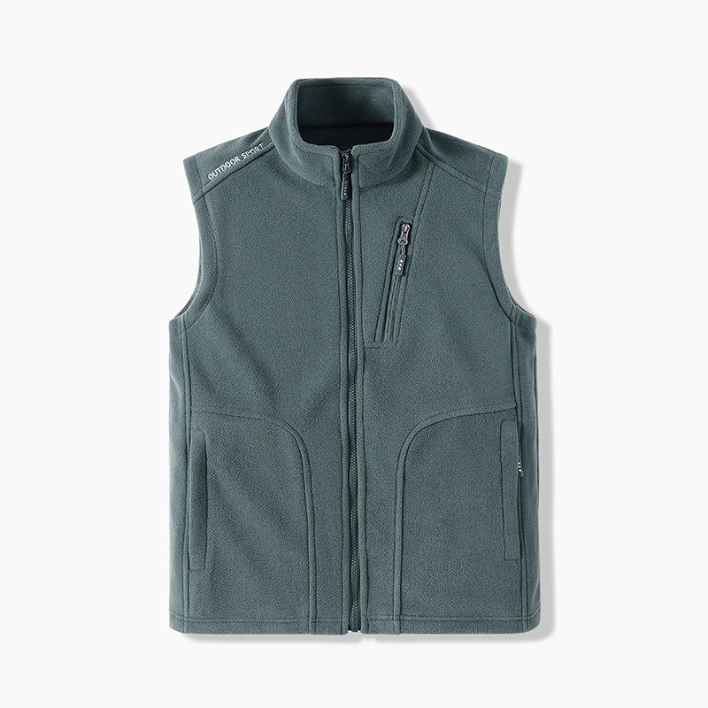 

Autumn Winter Warm Polar Fleece Vest Standing Collar Windproof Simple Solid Color Thin High Trend All Quality Fabric Comfortable