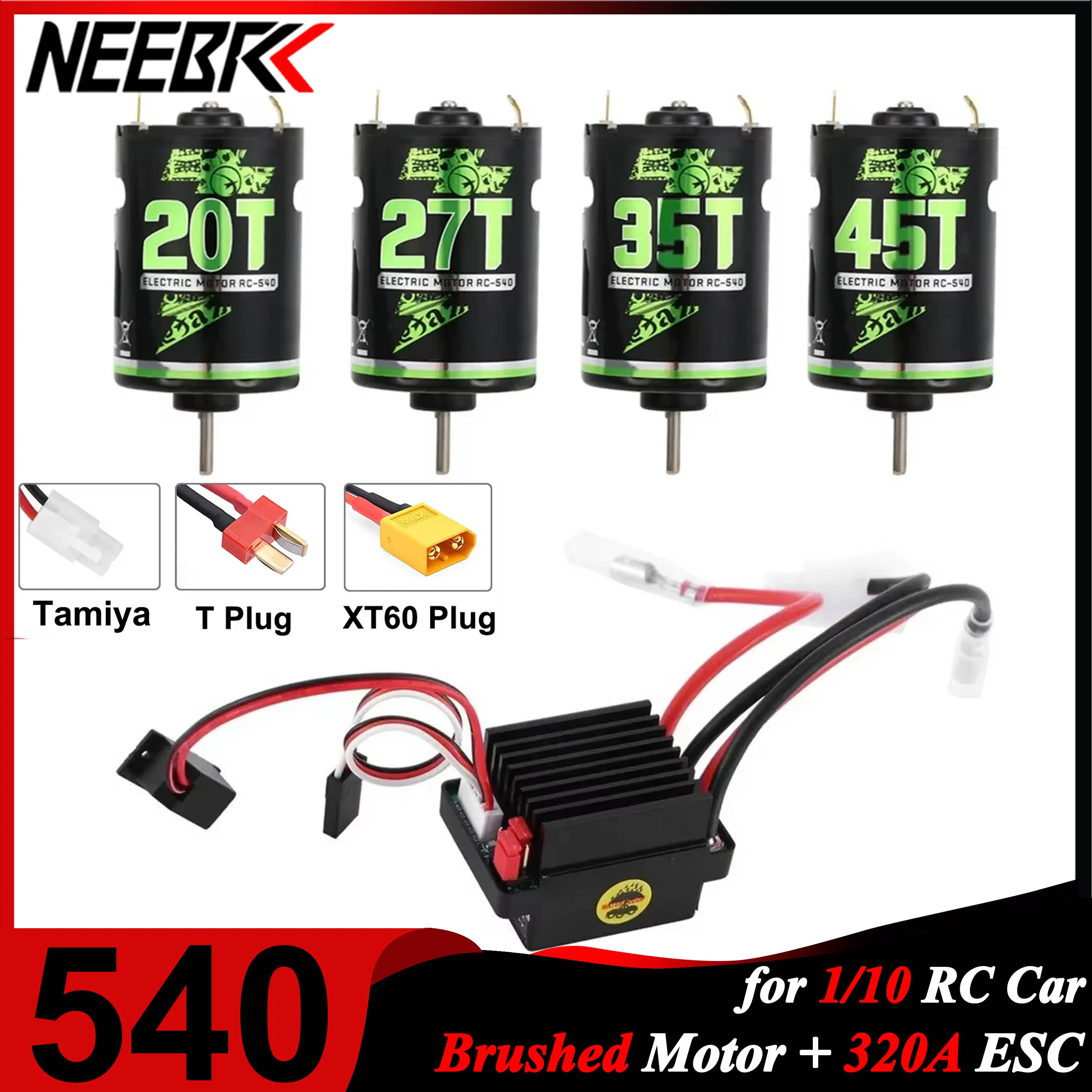 540 20T 27T 35T 45T Brushed Motor with 320A ESC 5V/2A BEC Electric Speed Controller Combo for 1/10 RC Car Crawler TRX4 AXIAL