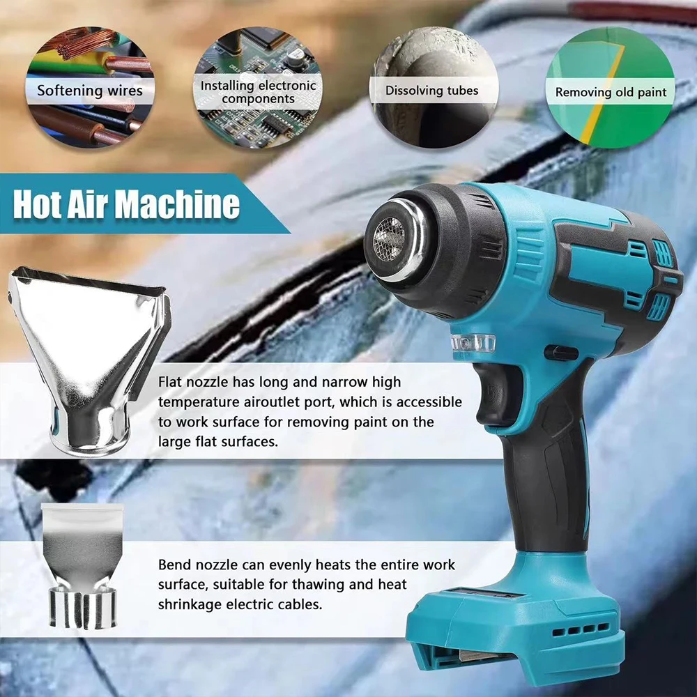 Cordless Heat Gun 2000W Electric Hot Air Gun For Makita 18V Lithium Battery High & Low Temperature and Overload Protection