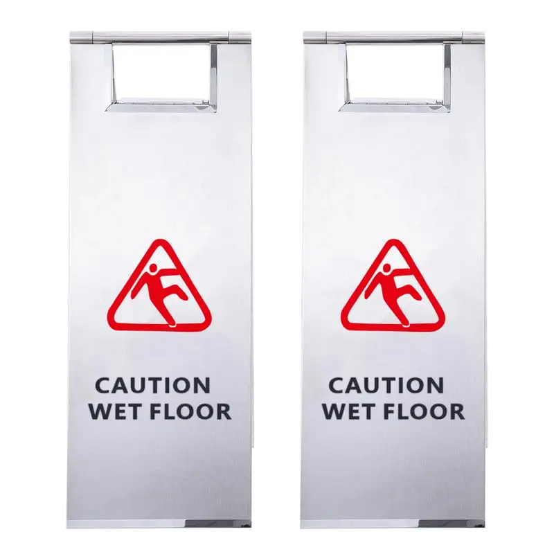 

Caution Wet Floor Sign 2Pcs Stainless Steel Slippery Floor Sign Bilingual Double Sided Safety Warning Signs For Restaurant Pool