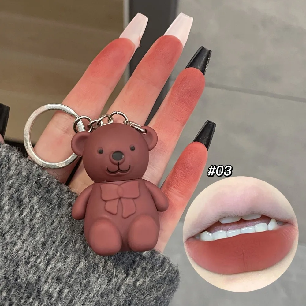 Waterproof 2 in 1 Key Chain Bear Liquid Lipstick Cute Velevt Matte Long Lasting Beauty Health Korean Makeup Portable Maquiagem