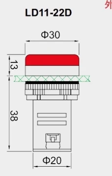 Delixi ضوء المؤشر أصفر أخضر أحمر Ad16 220V 24V Ld11-22D Led مصباح إشارة