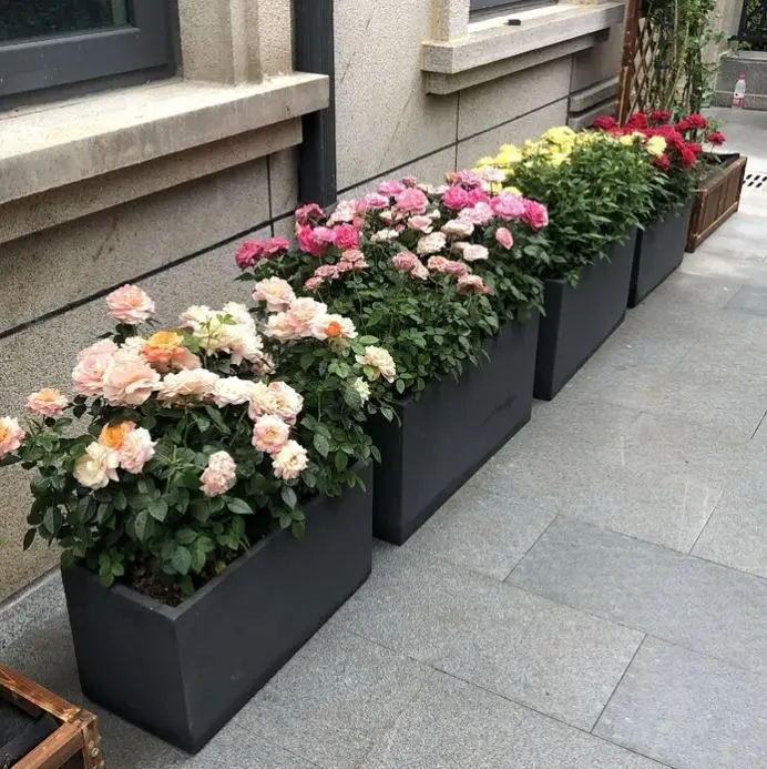 Large Rectangular Outdoor Living Room Cement Magnesite Flower Box Simple European Vintage Style Garden Decor Plant Pots
