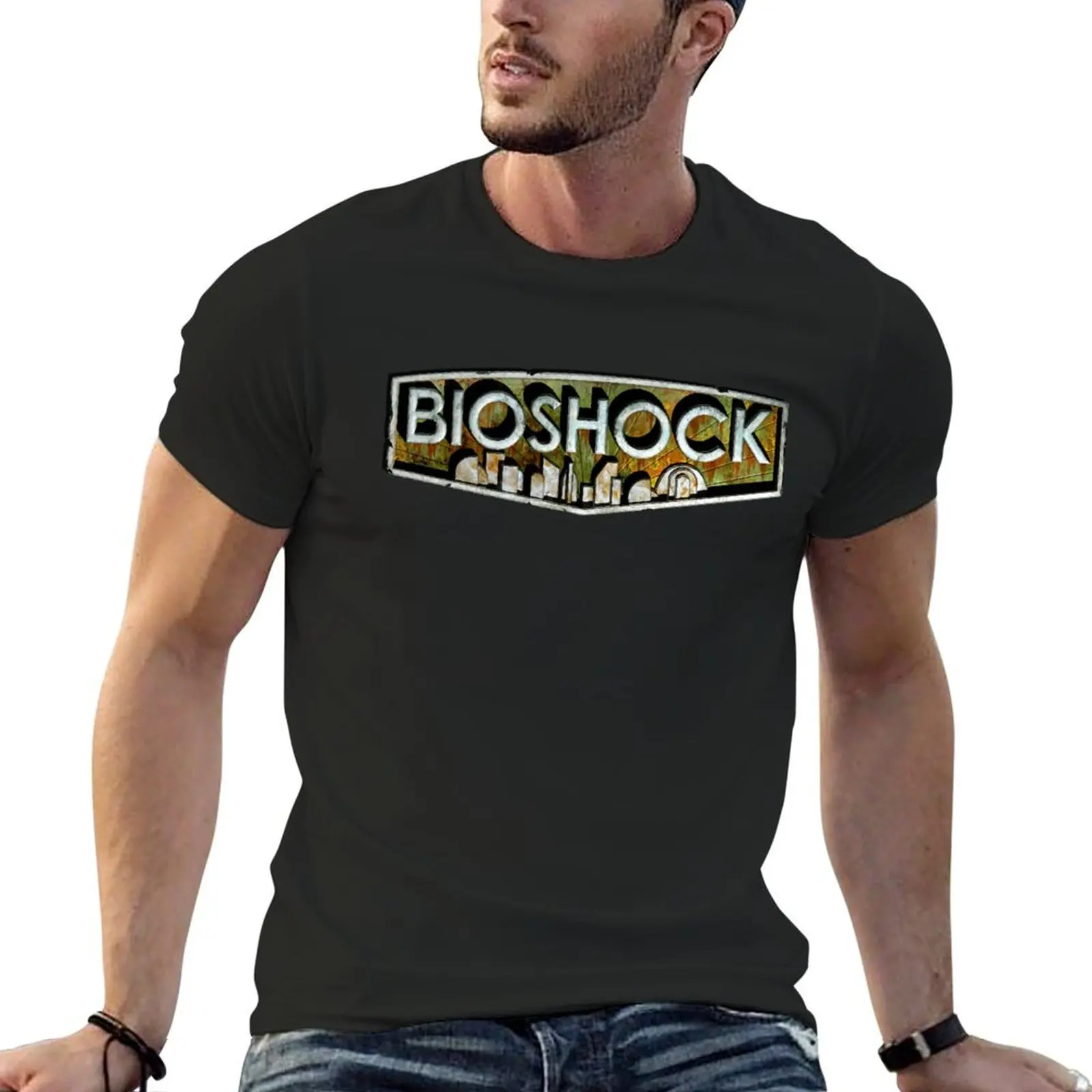 Upscaled BioShock Logo T-Shirt Aesthetic clothing korean fashion Short sleeve tee heavy weight t shirts for men