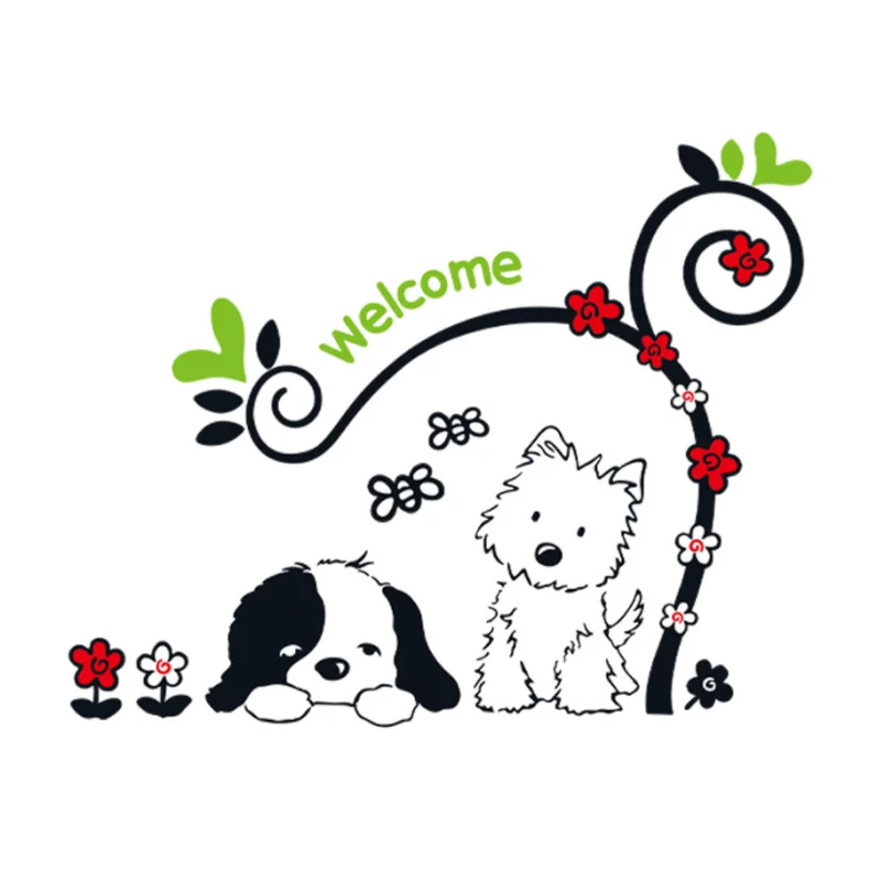 Kawaii Naughty Dog Cute Pet Wall Sticker Shop Window Glass Layout Electrostatic Sticker Moisture-proof Anti Fouling Removable