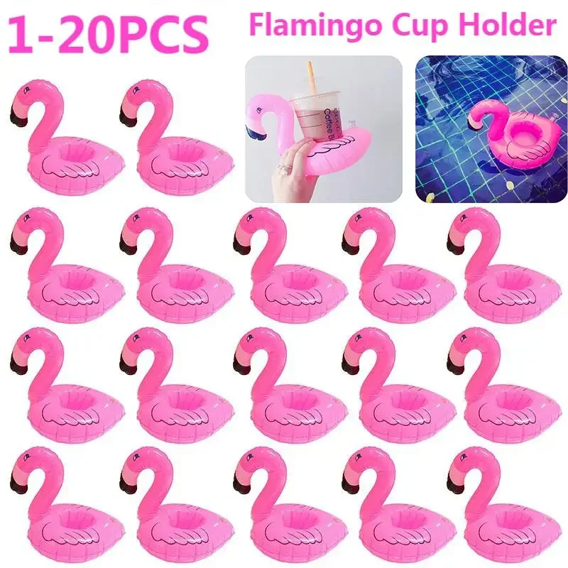 

1-10Pcs Water Coasters Floating Inflatable Cup Holder Tropical Flamingo Party Decoration Drink Holder Swimming Pool Float Toys