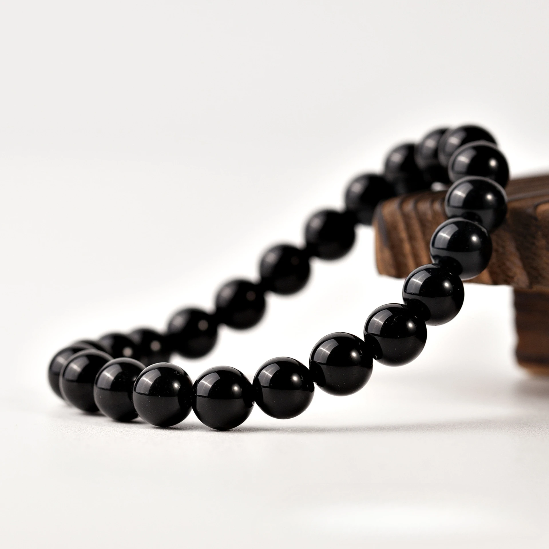 Natural Black Tourmaline Elastic Bracelet Stone Beads Bracelet Gem Stone Energy Bracelet Men Yoga Energy Handmade Women Gift