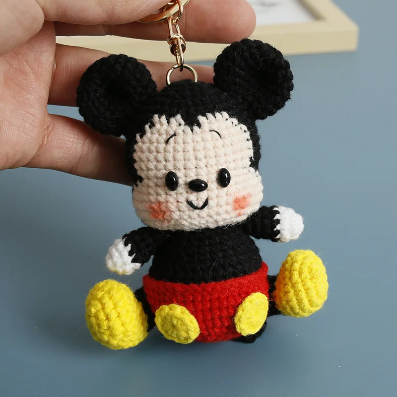 8cm crochê malha micky mouse bonecas de pelúcia chaveiros mochila enforcamentos pequeno pingente presentes de aniversário de formatura dos namorados