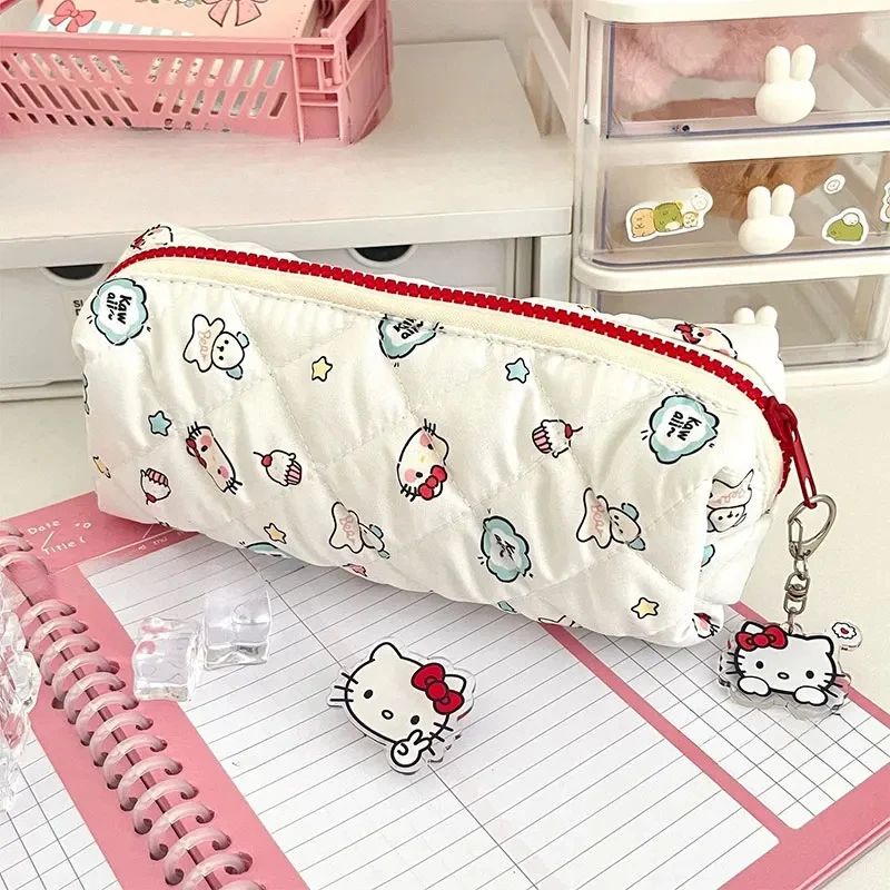 

Kawaii Sanrio Hello Kitty Pencil Pouch Large Capacity Pen Case Kt Cat Cosmetic Bag Girls Student Supplies Stationery Gifts