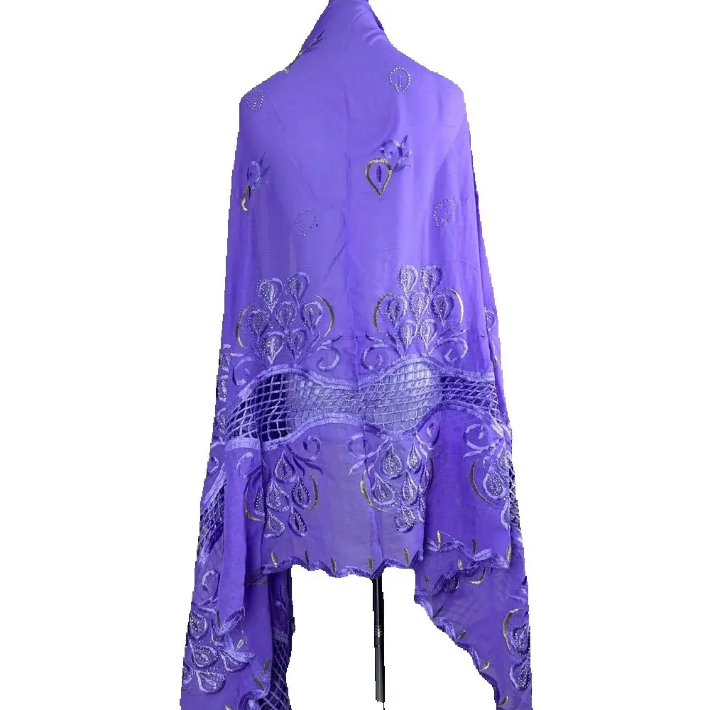 2025 แอฟริกันมุสลิมผ้าพันคอ Turban ผู้หญิง 2x1m ขนาดเย็บปักถักร้อยผ้าฝ้ายอิสลาม Hijab Ramadan ผ้าคลุมไหล่ขายส่งสี Rhinestones ลูกไม้