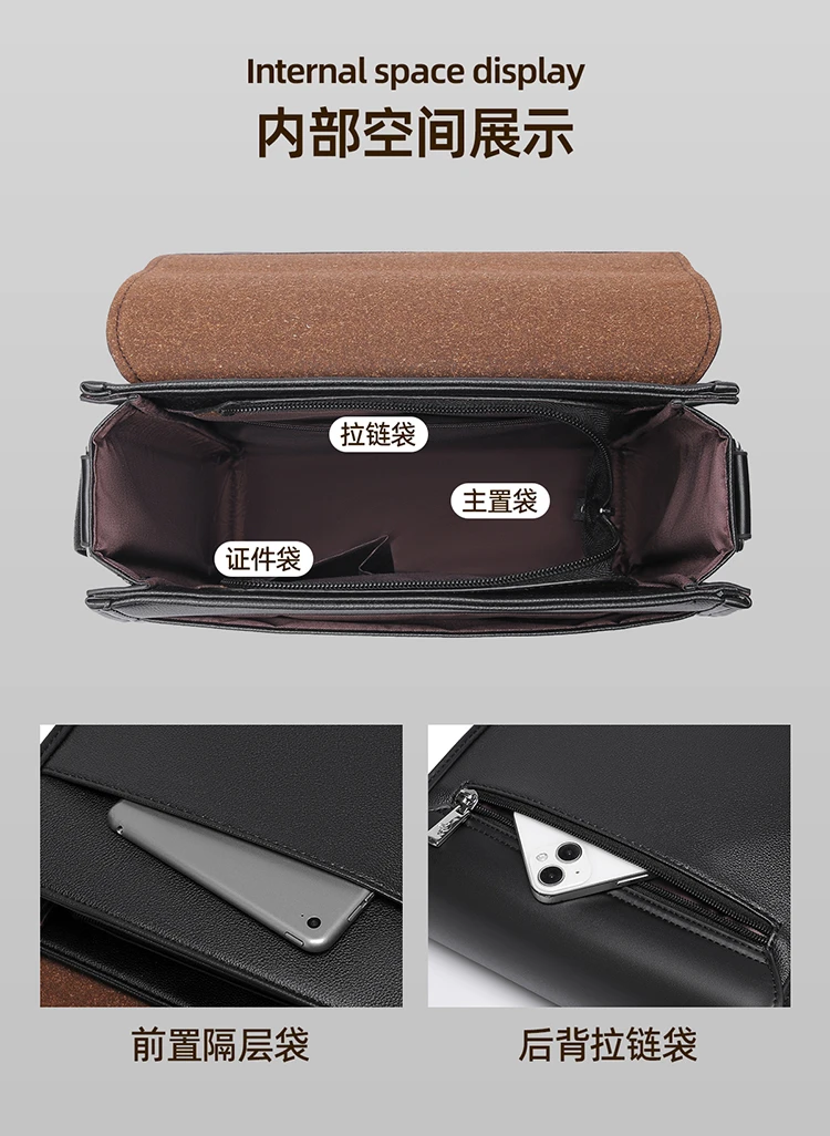 Luxury Brand Men Shoulder Messenger Bags Large Business Crossbody Bag for Male 2026 Vintage Handbags Leather Ipad Bag Husband