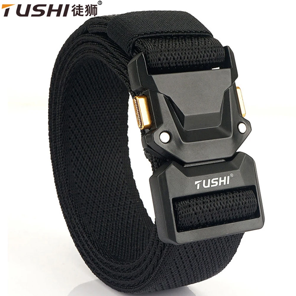 TUSHI Men Belt Outdoor Hunting Tactical Belt Multi-Function Buckle Nylon Belt High Quality Marine Corps Canvas Belt buckle