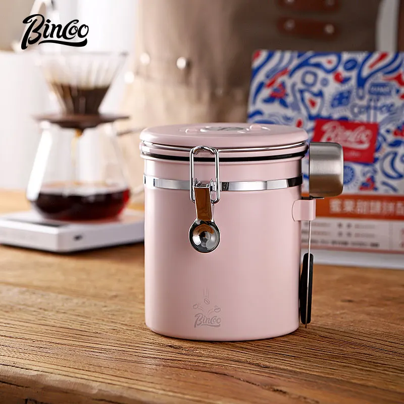 Bincoo coffee bean storage tank Dark container 304 stainless steel sealed jar Fresh-keeping accessories for home baristas