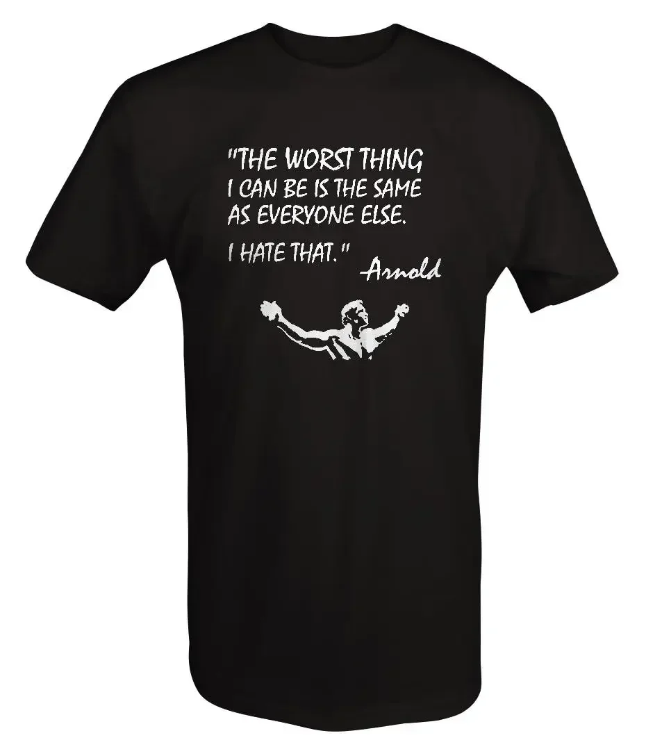 T-shirt d'été en coton 100% avec citation Arnold « La pire chose est de ne pas essayer » pour la musculation et l'entraînement – Nouvelle collection