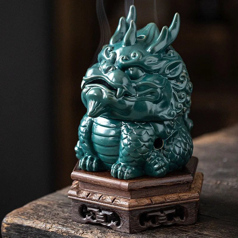 Ceramic Incense Burner Creative Zodiac Dragon Disk Incense Burner Sandalwood Household Indoor Ornaments Auspicious Decoration