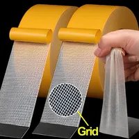 1Roll 5M Double Sided Tape High Viscosity Grid Fiber Transparent Double Sided Tape Sticky Adhesive Fiber Mesh Tape