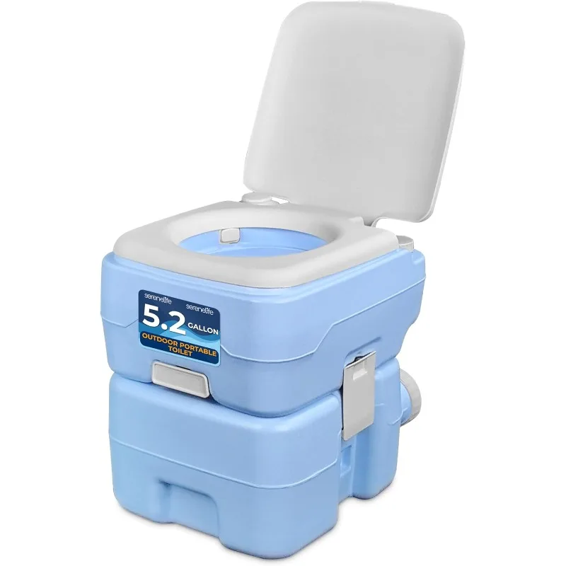 20L Portable Toilet for RV Camping, Boating, and Other Recreational Activities, 120 Flushes, Detachable Waste Tank with Hand