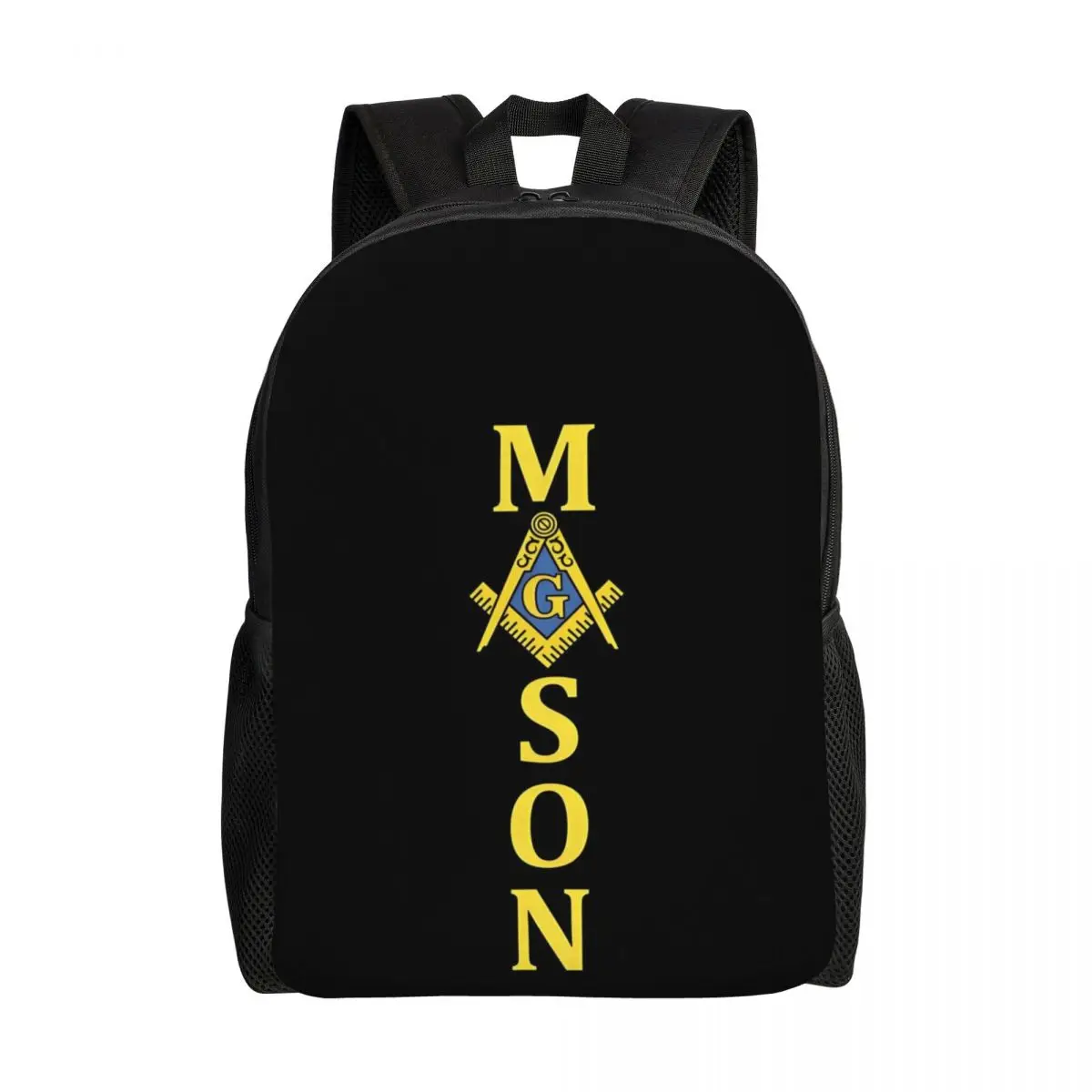 

Custom Freemason Mason Symbol Laptop Backpack Women Men Casual Bookbag for School College Student Masonic Freemasonry Bag