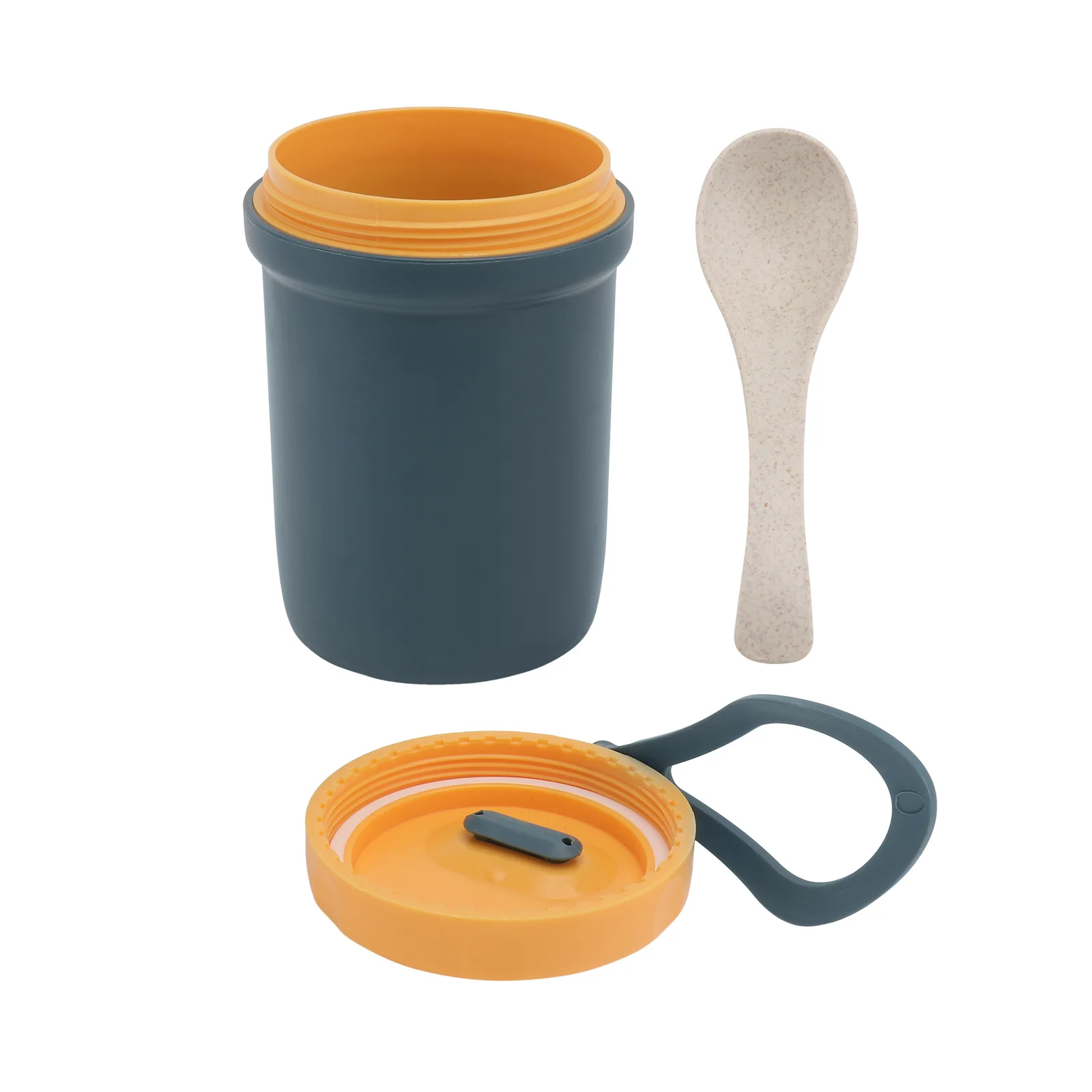 

Plastic Breakfast Soup Container Porridge Holder Microwaveable Leakproof Sealed Food Cup for Office Portable Navy