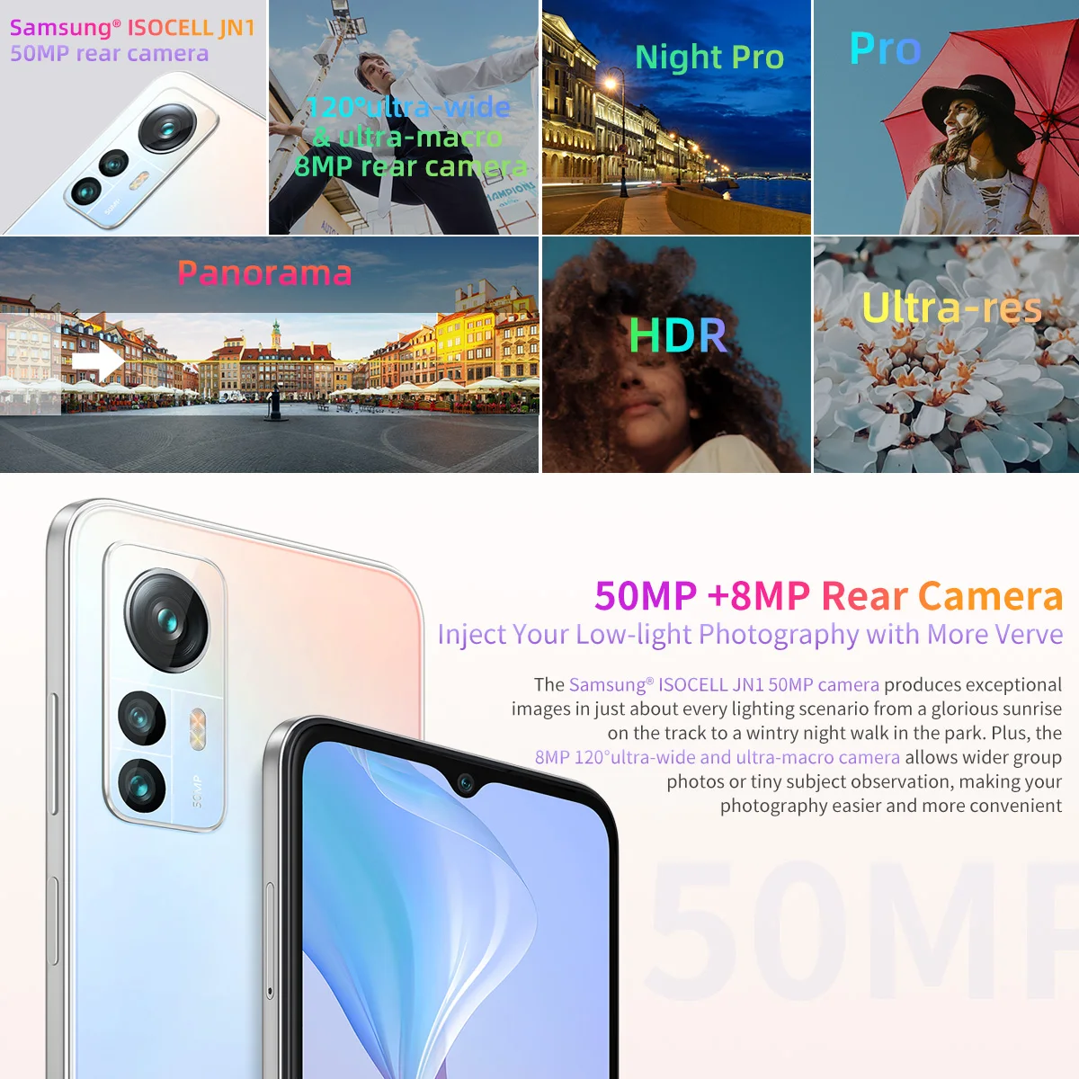 Camera Hành Trình Blackview A85 Android 12 Điện Thoại Thông Minh 8GB 128GB 6.5 ''90Hz Màn Hình Điện Thoại Di Động 50MP Camera 4480 MAh 18W Sạc NFC ĐTDĐ 4G