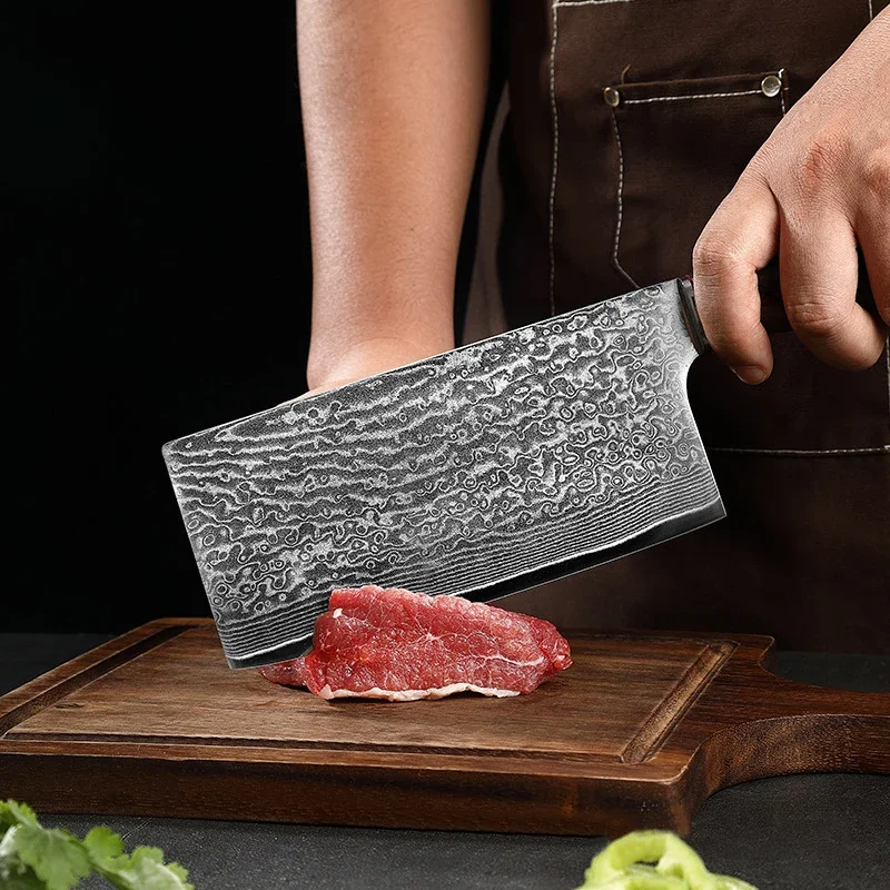 Imagem -05 - Faca Sharp Damascus Steel Chef Cutelo de Carne Fatiar Osso Cortar Açougueiro Corte de Vegetais Faca de Cozinha