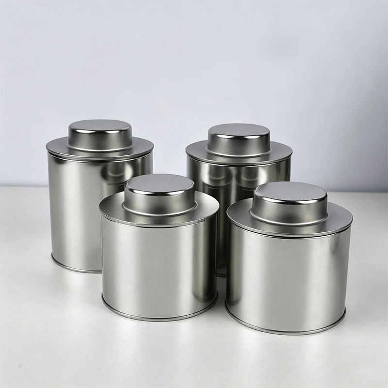 1 unidad de lata redonda de hojalata de 250 ml para almacenamiento de granos de café, pequeñas latas metálicas selladas, tarro, recipiente para té, caja de embalaje de alimentos para el hogar y la cocina