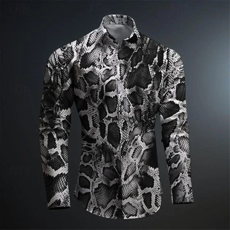 New 3D Printed Animal Pattern Snakeskin Print Shirt Men's Athleisure Street Cool Fashion Comfortable HD Pattern Multiple Options